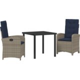 vidaXL 3-dijelni vrtni set s jastučićima - Sivi poli ratan | shoptok.hr