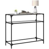 vidaXL Konzolna mizica s stekleno površino 98x35x81 cm jeklo | Shoptok.si
