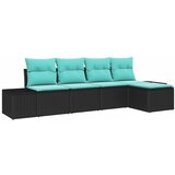 vidaXL Vrtna sedežna garnitura 5 pcs Črna in turkizna poli ratan, (5000143774) | Shoptok.si