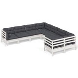 The Living Store Vrtna sedežna garnitura 8-delna z blazinami bela borovina - Vrtna Sedežna Garnitura, (21460582) | Shoptok.si