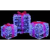 vidaXL Darilna škatla med 60 LED 3 pcs Modra 20 x 20 x 20 cm Akril | Shoptok.si