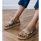 Gemre Leopard print glitter espadrille slides with buckles Induri | shoptok.hr