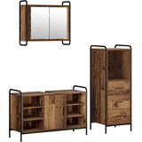 Set ormarića za kupaonicu 3 kom. Staro drvo 40 x 36 x 109 5 cm - Staro drvo Ormar ispod sudopera (1 vrata i 2 police) + viseći o | shoptok.hr