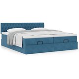 vidaXL Otomanski posteljni okvir z vzmetnicami moder 200x200cm žamet | Shoptok.si