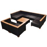 Poli 9-dijelna vrtna garnitura od poliratana s jastucima crna | shoptok.hr