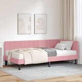 vidaXL Kotna postelja z vzmetnico z vzglavjem Roza 90 x 190 cm Žamet | Shoptok.si