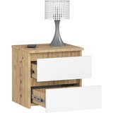 AKORD Cl2 Nočna Omarica, 2 Predala, Hrast Artisan/Bela, (5000331994) | Shoptok.si
