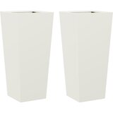 Maison Chic Vrtno korito - Greda - Cvetlični Lonec 2 kosa bela 35x35x75 cm jeklo, (21788657) Cene