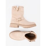 Shelvt Stylish jen-beige ankle boots with decorative buckles | Shoptok.si
