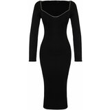 Trendyol Black Shiny Stone Knitwear Elegant Evening Dress Cene