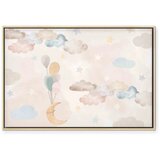  Slika - Fairy-Tale Moon - Pastel Moon with Balloons Among Colorful Clouds and Stars in Subdued Colors on a Light Background 120x | shoptok.hr