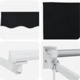 vidaXL Ročna retractabilna tenda Črna 350x250 cm, Tenda za zamenjavo blaga za okvir 3.5x2.5 m Črna | Shoptok.si