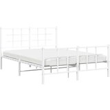 Metalni okvir kreveta uzglavlje i podnožje bijeli 135 x 190 cm | shoptok.hr