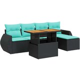 vidaXL Vrtna garnitura - 6-dijelni set vrtnih sofa s jastucima crni od poliratana - Crna sa spremištem 1 | shoptok.hr