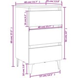  Noćni ormarić s metalnim nogama boja hrasta 40 x 35 x 69 cm | shoptok.hr