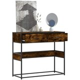 Maison Chic konzolna miza - miza ob steni dimljen hrast 90x35x80 cm inženirski les, (21786492) | Shoptok.si