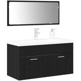  Set namještaja za kupaonicu 3 kom. Crni hrast Konstruirano drvo Crna 90 x 38,5 x 46 cm | Shoptok.si