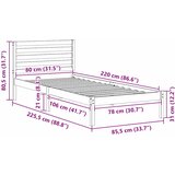  Krevetna konstrukcija Smeđa 80 x 220 cm Čvrsto borovo drvo | shoptok.hr