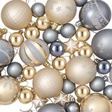  Set božićnih kuglica 88 kom. Zlatna i siva Ø 6 cm Plastika | shoptok.hr