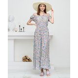 Resti Long summer green dress for women with purple flowers - Clothing | Shoptok.si