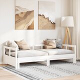 vidaXL Izvlečna postelja brez vzmetnice bela 80x200 cm trdna borovina Cene