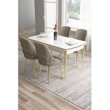 Hanah home trpezarijski set Tia, sto i 4 stolice, bela ploča, zlatne noge, kapućino tkanina Babyface | Eponuda.com