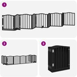 vidaXL Ograda za pse z vrati zložljiva 9 panelov črna 450 cm les | Shoptok.si