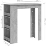  Barski stol sa stalkom za pohranu boja betona 102x50x103,5 cm | shoptok.hr