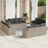 vidaXL 12-dijelni set vrtnih sofa poliratan s jastucima svijetlosivi Cijene