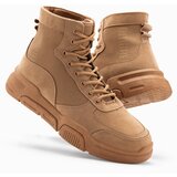 Ombre Men's ankle sneaker boots with sculpted sole - sand Cene