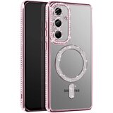 AVIZAR diamantno ohišje za samsung galaxy S25 magsafe obris strass, roza, (5000016766) | Shoptok.si