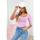 Kesi Blouse with a round neckline light purple Cene