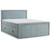 Svetlo modra boxspring postelja s prostorom za shranjevanje 180x200 cm Fresco –
