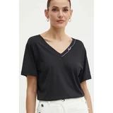 Karl Lagerfeld Kratka majica ženska, črna barva, 245W1709