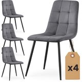 AKORD Nero Prešiti Jedilni Stoli Iz Žameta, Komplet 4 Stolov, Temno Grafitno Siva, Črne Noge, (5000333513) | Shoptok.si