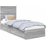 vidaXL Postelja s shranjevanjem z vzglavjem Siva Sonoma 75 x 190 cm, (5000106076) | Shoptok.si