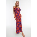 Trendyol Purple Floral Patterned Ruffle Viscose Beach Dress | shoptok.hr