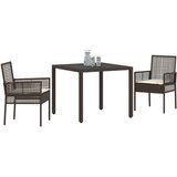  Set za blagovanje na otvorenom s jastucima smeđi poli ratan | shoptok.hr