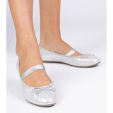 D/CEO marka niezdefiniowana Silver women's ballet flats with bow on elastic Lerona | Shoptok.si
