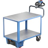 eurokraft pro montažni voziček z električnim pogonom, 2 pocinkani polici, dxšxv 1470 x 700 x 1300 mm, modre barve | Shoptok.si