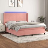  Box spring s madracem LED ružičasti 160x200cm baršunasti | shoptok.hr