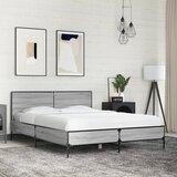Maison Chic Posteljni okvir - Dvoposteljna postelja - Zakonska postelja siva sonoma 140x200 cm inž. les in kovina-J15221, (21760262) | Shoptok.si