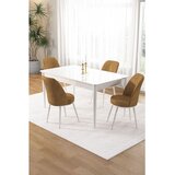 Hanah home trpezarijski set Pir, sto i 4 stolice, bela ploča, kapućino tkanina Babyface | Eponuda.com