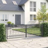 vidaXL Vrat z konico s ključavnico Siva 305 x 100 cm Jeklo | Shoptok.si