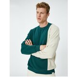 Koton Crew Neck Sweatshirt Color Block Long Sleeve with Labels Printed Cene