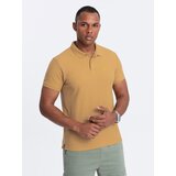 Ombre Men's BASIC single-color pique knit polo shirt - mustard Cijene