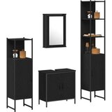  Set od 4 dijela namještaja za kupaonicu od crnog hrasta i konstruiranog drveta | shoptok.hr