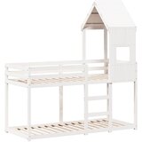  Krevet na kat s krovom bijeli 75x190 cm puno drvo bor | shoptok.hr