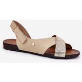Zazoo Leather Velcro Sandals Beige-Gold 40141 | ePonuda.com