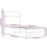 vidaXL Okvir kreveta bez madraca smeđa boja hrasta 75x190 cm drveni | shoptok.hr